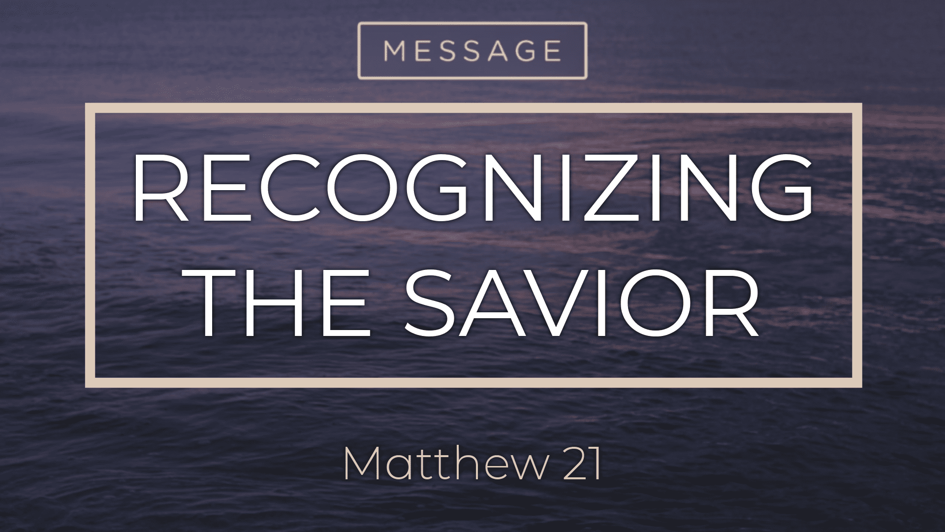 Recognizing The Savior